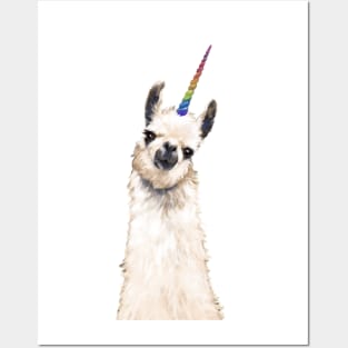 Rainbow Unicorn Llama Posters and Art